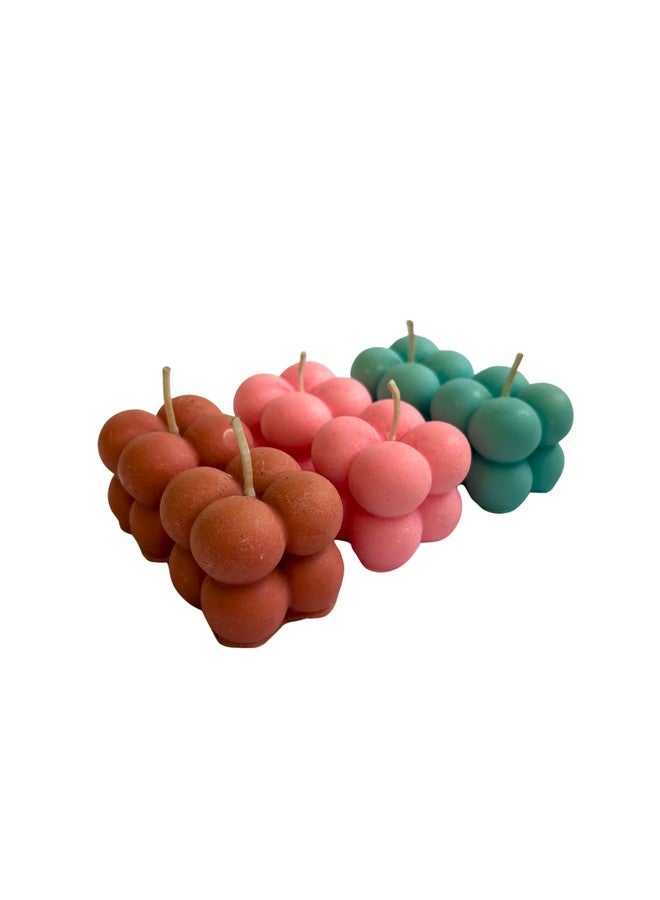 Goyoham | Premium Scented Colored Bubble Candles | Pack of 6 (2 Each - Pink Strawberry, Blue Beach Side, Peach Orange) - Image 3